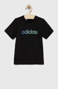 Detské bavlnené tričko adidas čierna farba, s potlačou #7790680