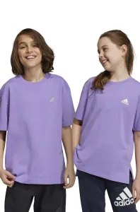 Detské bavlnené tričko adidas fialová farba, s potlačou