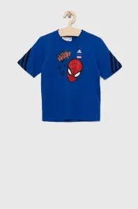Detské bavlnené tričko adidas LB DY SM tmavomodrá farba, s potlačou