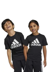 Detské bavlnené tričko adidas LK BL CO čierna farba, s potlačou