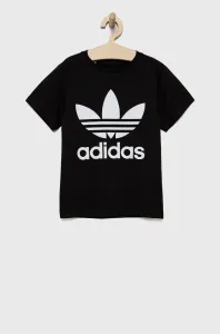 Detské bavlnené tričko adidas Originals H25245 čierna farba, s potlačou