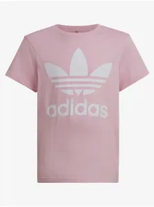 Detské bavlnené tričko adidas Originals HC9585 ružová farba,