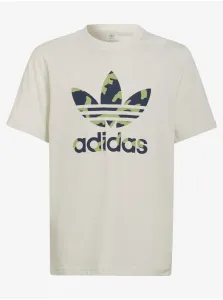Detské bavlnené tričko adidas Originals HF7451 béžová farba, s potlačou