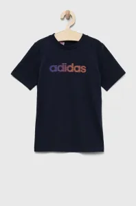 Detské bavlnené tričko adidas tmavomodrá farba, s potlačou
