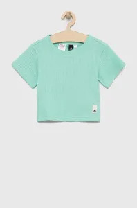 Detské bavlnené tričko adidas tyrkysová farba