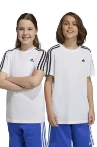 Detské bavlnené tričko adidas U 3S biela farba, s nášivkou #8138279
