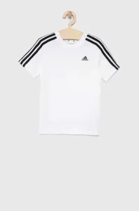Detské bavlnené tričko adidas U 3S biela farba, s nášivkou #6979104