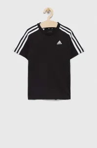 Detské bavlnené tričko adidas U 3S čierna farba, s nášivkou