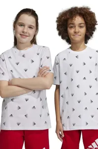 Detské bavlnené tričko adidas U BLUV TEE biela farba, vzorované
