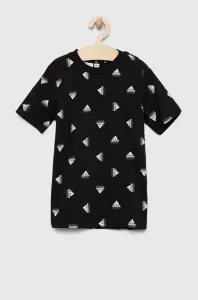 Detské bavlnené tričko adidas U BLUV TEE čierna farba, vzorované #6937436