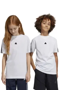 Detské bavlnené tričko adidas U FI 3S biela farba, s nášivkou #6985927