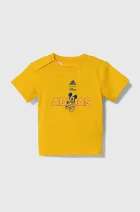 Detské bavlnené tričko adidas žltá farba, s potlačou #8921550
