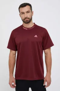 Tričko adidas pánske, bordová farba, s nášivkou #8738835