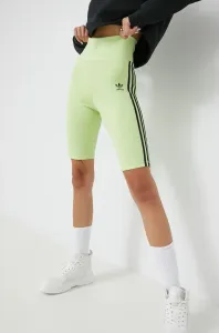 Šortky adidas Originals Trefoil Moments dámske, zelená farba, s nášivkou, vysoký pás #1010446