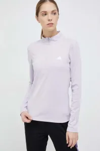 Tréningové tričko s dlhým rukávom adidas Performance Techfit fialová farba, s polorolákom #6185490