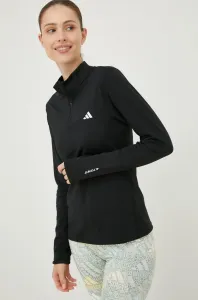Tréningové tričko s dlhým rukávom adidas Performance čierna farba, s polorolákom #443368
