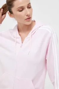 Bavlnená mikina adidas dámska, ružová farba, s kapucňou, s nášivkou #8744331