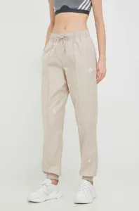 Bavlnené nohavice adidas dámske, béžová farba, jednofarebné #7718778