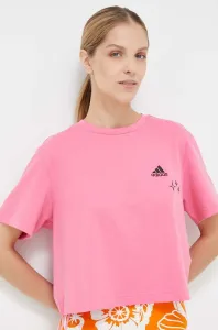 Bavlnené tričko adidas ružová farba
