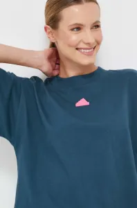 Bavlnené tričko adidas tyrkysová farba