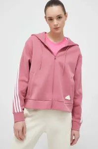 Mikina adidas dámska, ružová farba, s kapucňou, s nášivkou #7504676