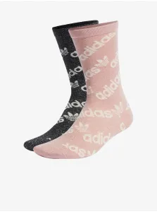 adidas Originals Set of two pairs of women's patterned socks in black and pink adid - Women