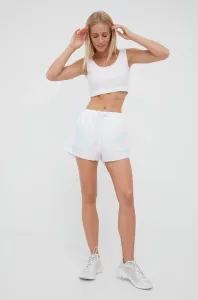 Bežecké šortky adidas by Stella McCartney Truepace HD9119 dámske, biela farba, s potlačou, stredne vysoký pás #239139