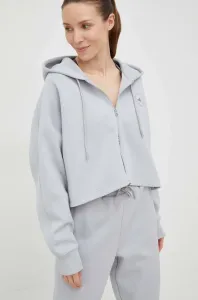 Tepláková mikina adidas by Stella McCartney dámska, šedá farba, s kapucňou, s potlačou