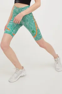 Tréningové šortky adidas by Stella McCartney Truepurpose dámske, zelená farba, vzorované, vysoký pás #6643337