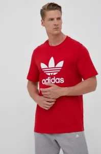 Bavlnené tričko adidas Originals červená farba, s potlačou