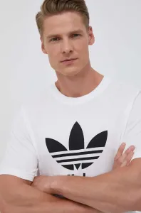 Bavlnené tričko adidas Originals pánsky, biela farba, s potlačou