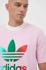 Bavlnené tričko adidas Originals ružová farba, s potlačou
