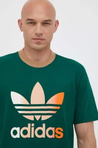 Bavlnené tričko adidas Originals zelená farba, s potlačou #8741814