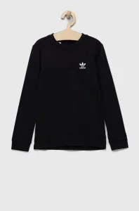 Detská bavlnená košeľa s dlhým rukávom adidas Originals čierna farba, jednofarebný #9079740