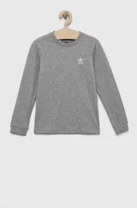 Detská bavlnená košeľa s dlhým rukávom adidas Originals šedá farba, melanžový #8919941