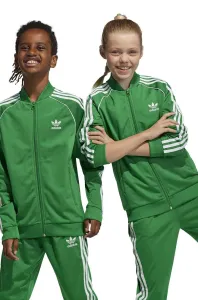 Detská mikina adidas Originals zelená farba, s nášivkou