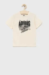 Detské bavlnené tričko adidas Originals béžová farba, s potlačou #7812177