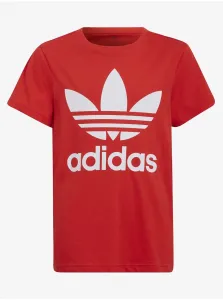 Detské bavlnené tričko adidas Originals HC9586 červená farba, s potlačou