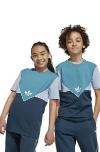 Detské bavlnené tričko adidas Originals tyrkysová farba, vzorovaný