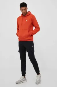 Mikina adidas Originals pánska, oranžová farba, s kapucňou, jednofarebná
