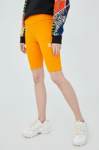 Šortky adidas Originals Adicolor HF7483-BORANG, dámske, oranžová farba, s nášivkou, vysoký pás