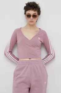 Tričko s dlhým rukávom adidas Originals HE4957 ružová farba