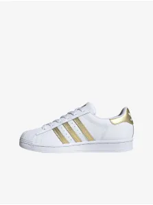 Zlato-biele dámske kožené tenisky adidas Originals Superstar