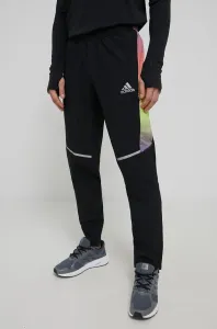Bežecké nohavice adidas Performance H61158 pánske, čierna farba, vzorované