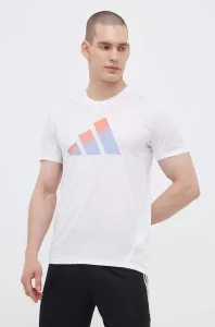 Bežecké tričko adidas Performance Run Icons biela farba, s potlačou