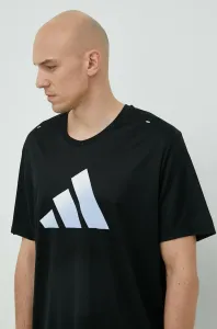 Bežecké tričko adidas Performance Run Icons čierna farba, s potlačou #6979671