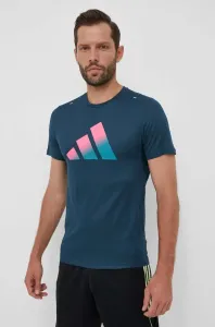 Bežecké tričko adidas Performance Run Icons tyrkysová farba, s potlačou