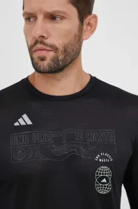 Bežecké tričko s dlhým rukávom adidas Performance Run for the Oceans čierna farba, s potlačou #8737810