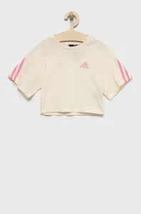 Detské bavlnené tričko adidas Performance béžová farba, #6530576