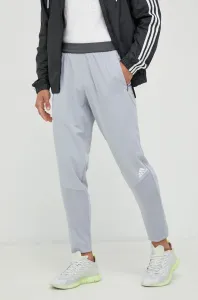 Tréningové nohavice adidas Performance pánske, šedá farba, s potlačou